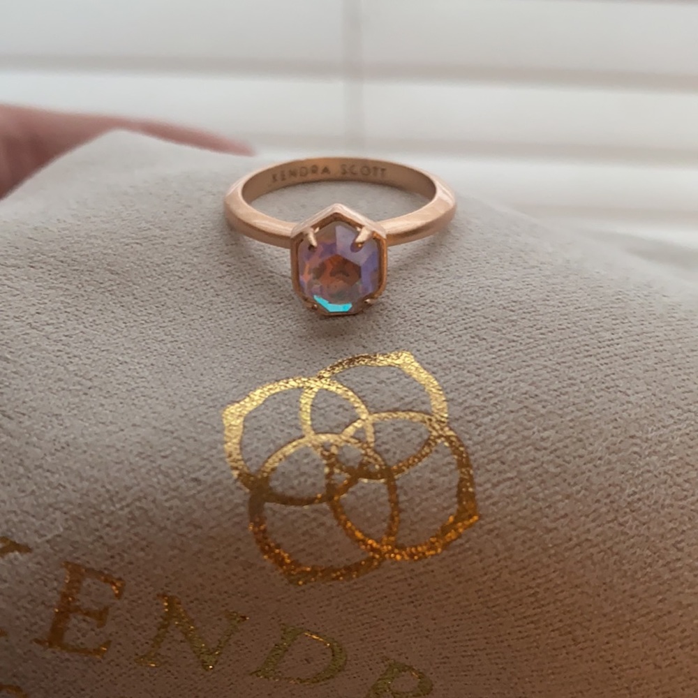 Kendra Scott - Rose Gold Calvin Ring Dichroic Glass Size 8